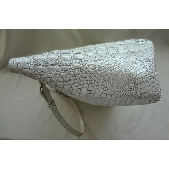 Brahmin Medium Asher Tote and Matching Wallet Croc Embossed Leather Coconut Milk - Picture 4 of 16